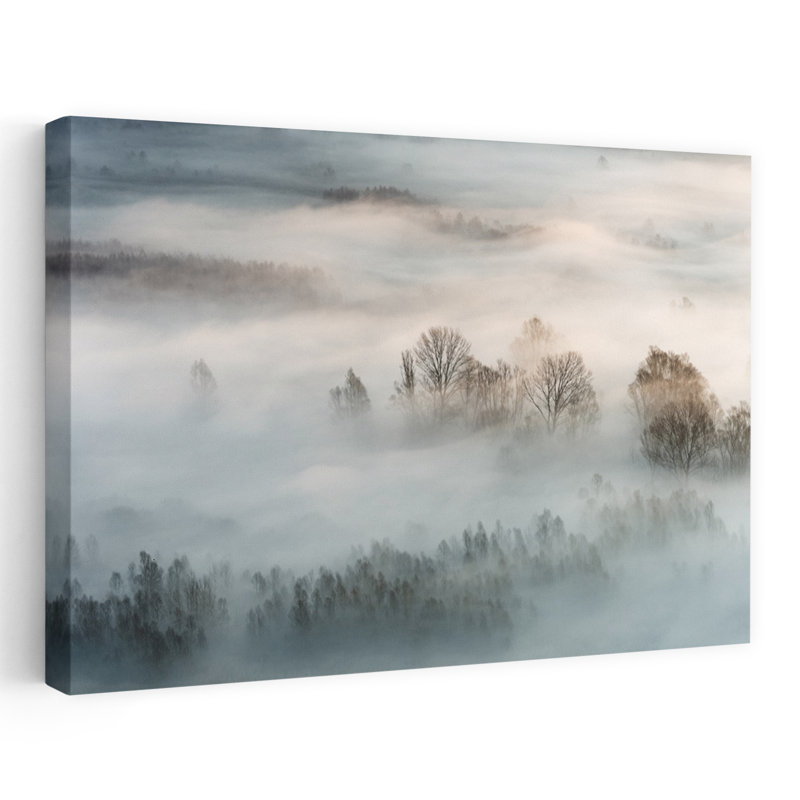 Art contemporain, paysage de forêt abstrait contemporain rêveur, H 24 po x l 36 po