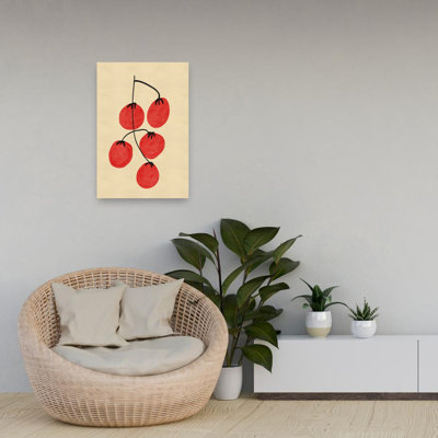 Fresh Red Tomatoes Minimalist Modern Organic Cherry Fruit Wall Art Print 1 Piece Wrapped Canvas Wall Art