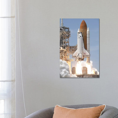 Space Shuttle Atlantis Lifts Off From Its Launch Pad At Kennedy Space Center by Stocktrek Images - Wrapped Canvas Print
