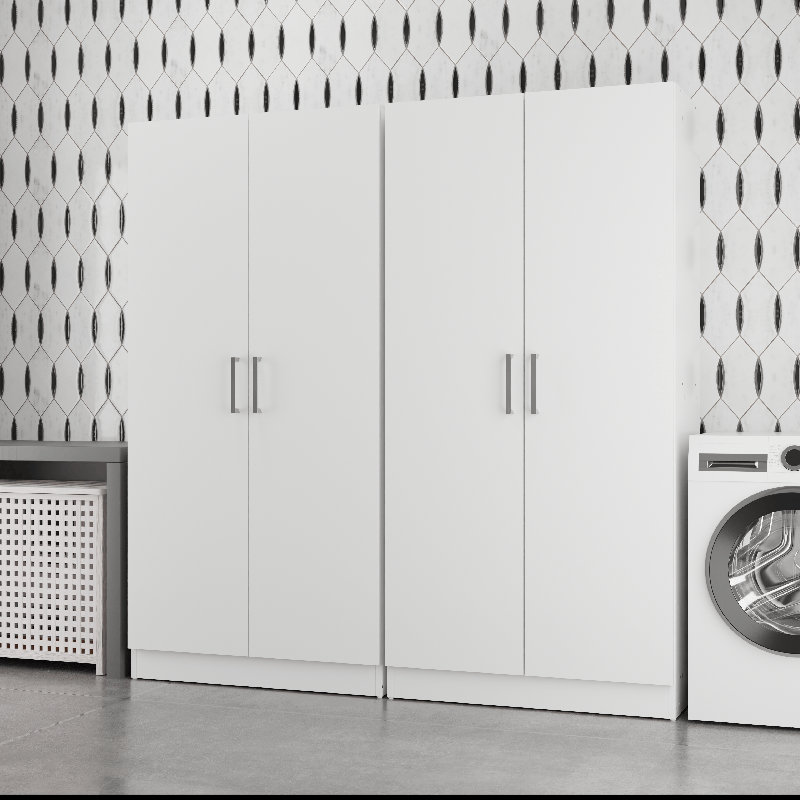 Ensemble de 2 grandes armoires de rangement 2 portes avec tablettes fixes Vienna