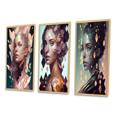 «Crystal Hexagon Woman», 3 pièces sur toile
