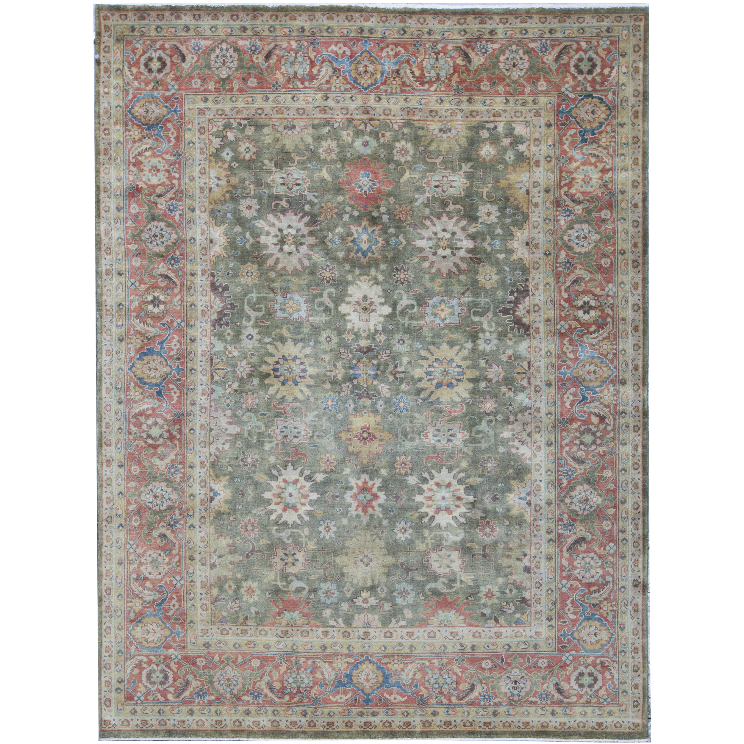 Bokara Rug Co., Inc. HandKnotted HighQuality Green and Red Area Rug