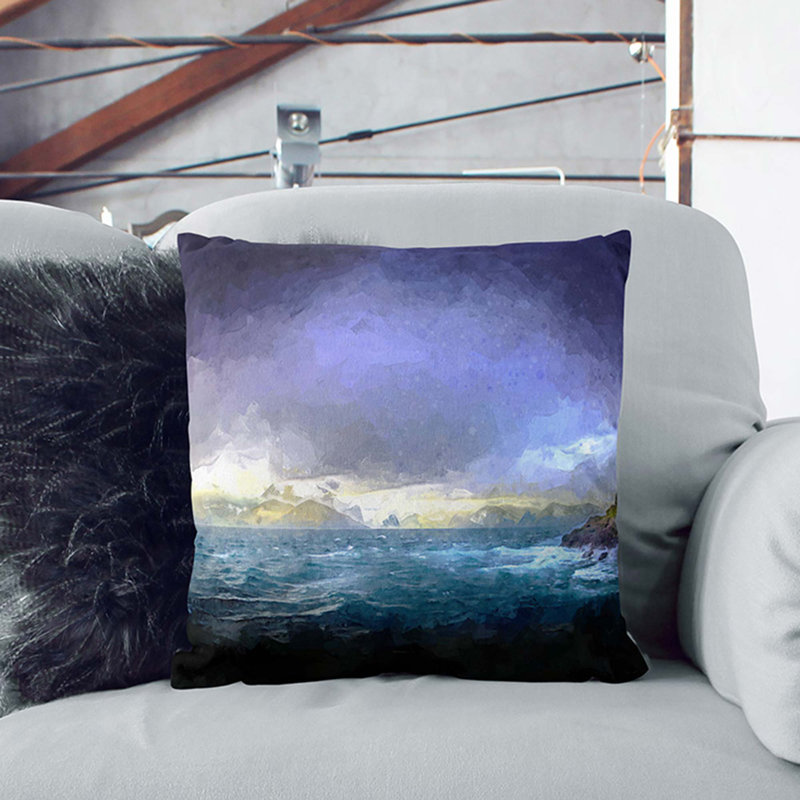 Faroe Island Ocean View in Abstract Cushion with Filling, 55cm H x 55cm W x 20cm D
