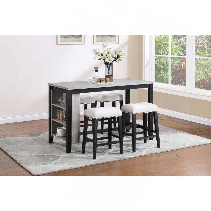 Ensemble de comptoir 5 pièces, 36" H x 58" W x 28" D, Grey / Brown, White, Brown
