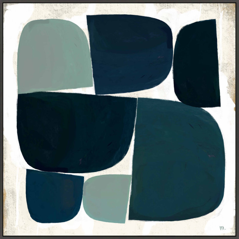 Ziti Composizione Di Forme bleu noir avec ombre par Marco Marella pour Studio M, Toile avec cadre noir simple