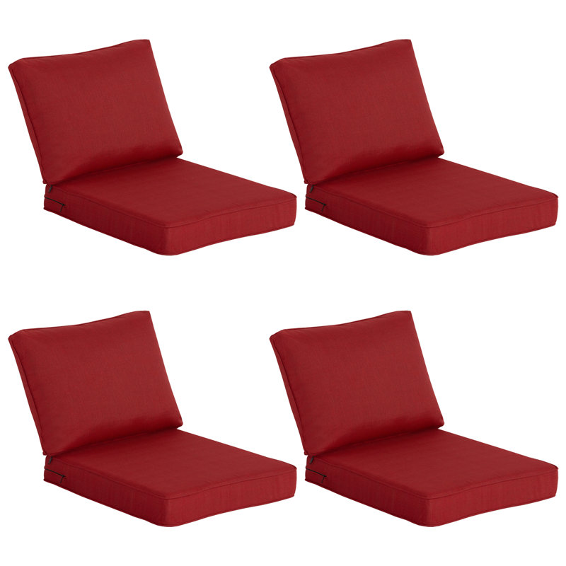 Coussins de chaise d'extérieur / d'extérieur 24 po x 27 po à siège profond (ensemble de 4) - Conception résistante à l'eau