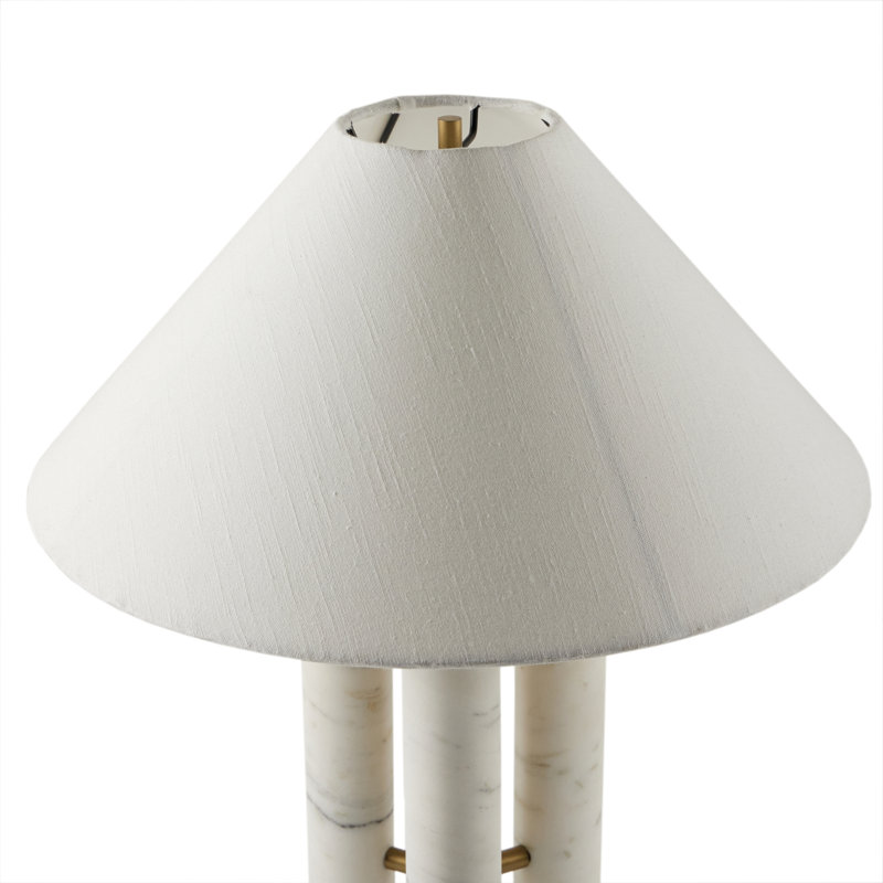 Lampe de table en marbre Yurt, Polyester, Blanc, Blanc