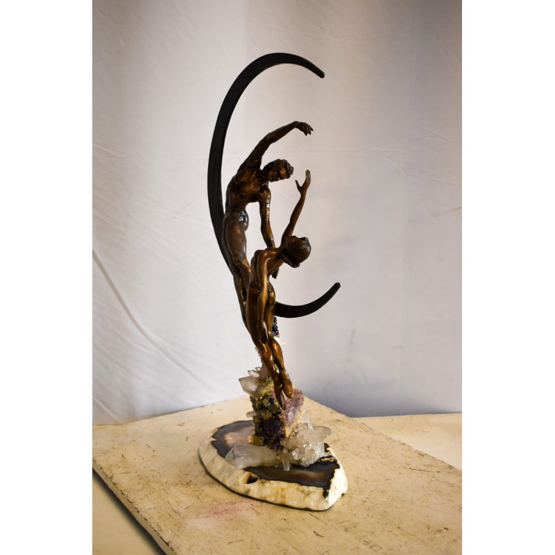 Statue abstraite et géométrique en bronze 16 po x 9 po x H 28 po