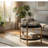 Fij Side End Table With Rattan Shelf, Brass Metal, Black Wood 26 Inch-129099796