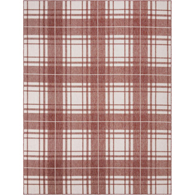 Tapis d'intérieur / extérieur pour jardin à carreaux rouge