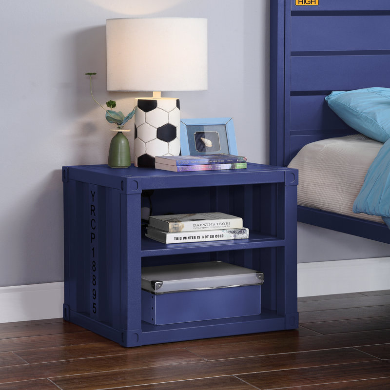 Blue Finish Nightstand  W/Usb