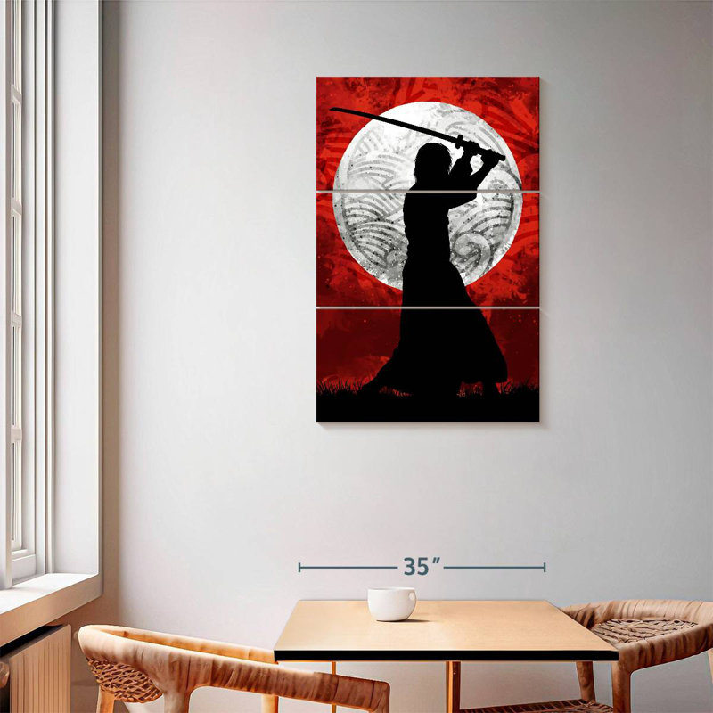 Leisha Samurai Moon Red, 57" H x 36" W