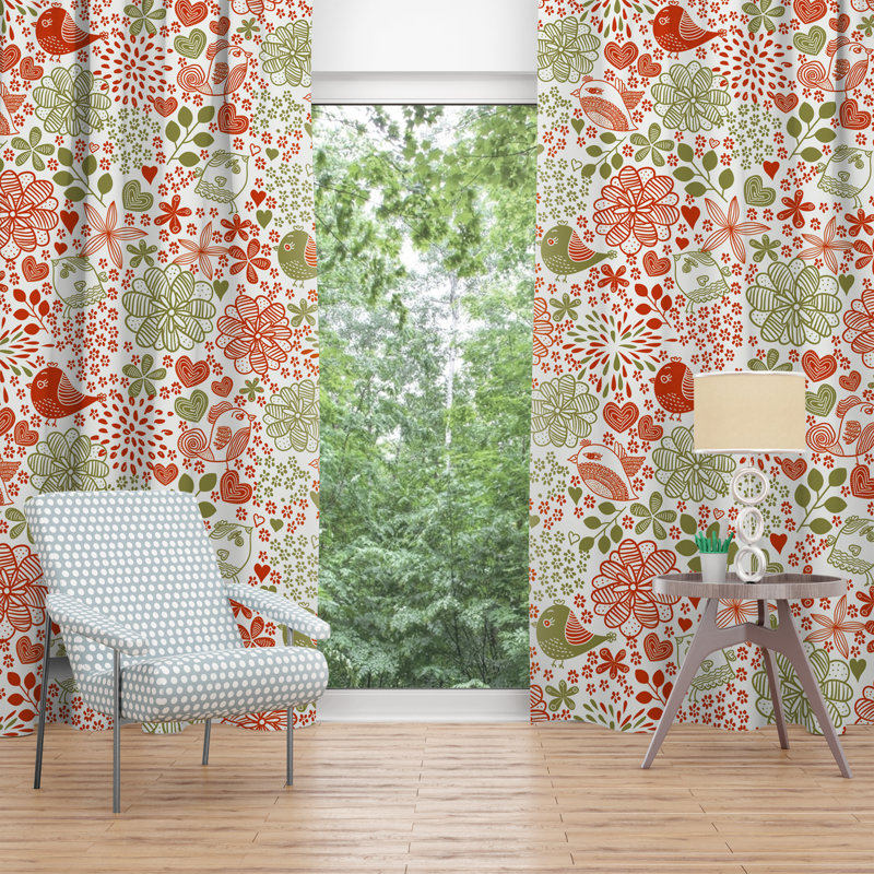Paire de rideaux obscurcissant Driskell, Rouge / vert, L 40 po x H 82 po