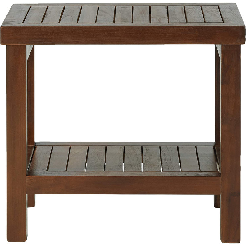 Banc de douche en teck de 19 po avec table d'appoint et table basse Weslaco