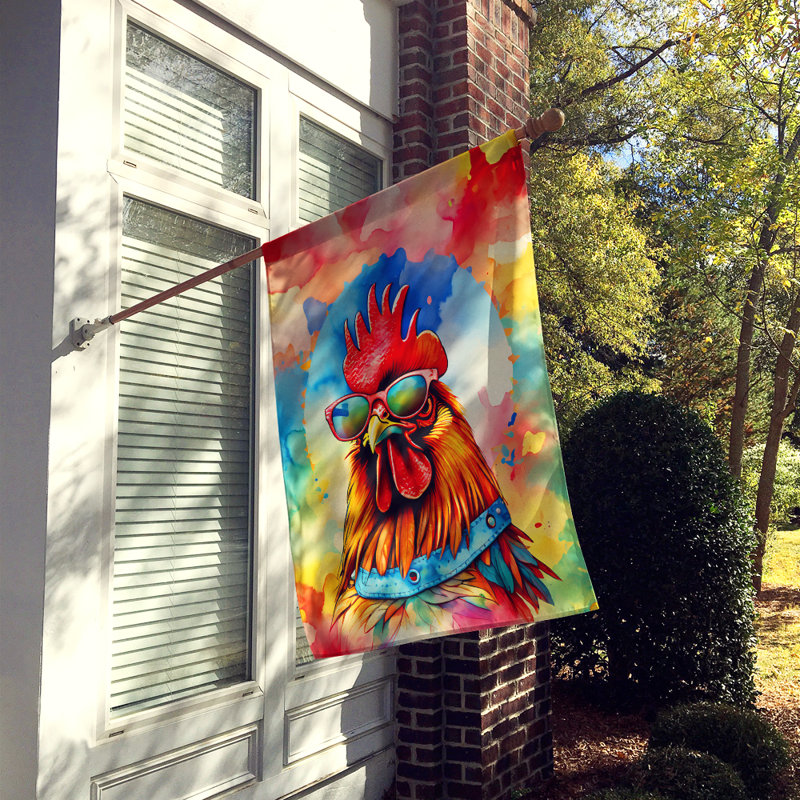 Drapeau de maison de coq rouge hippie
