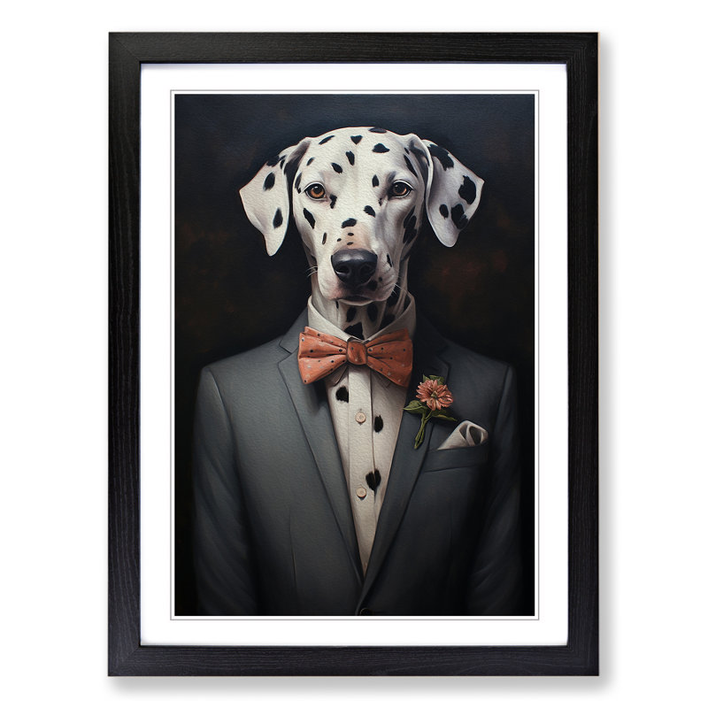Dalmation in a Suit Painting - Framed Print, 46cm H x 34cm W, Black Framed