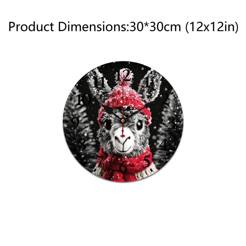 Horloge murale lama hiver 12 x 12 po