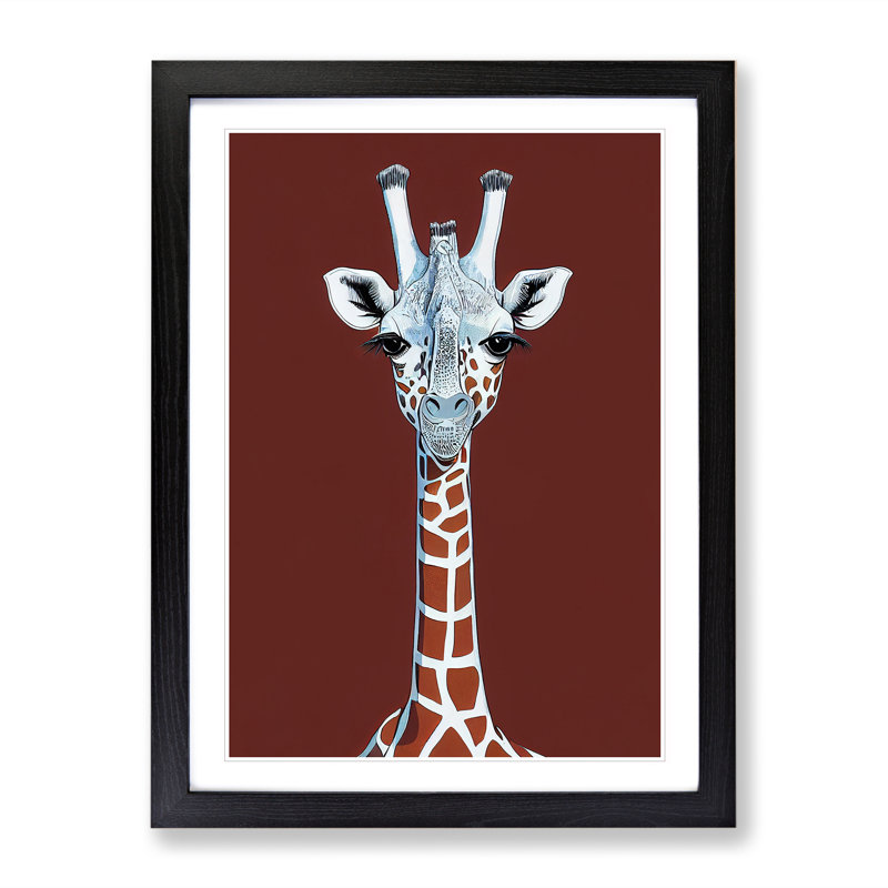 Unique Giraffe - Single Picture Frame Print, Black Framed, 64cm H x 46cm W x 2cm D