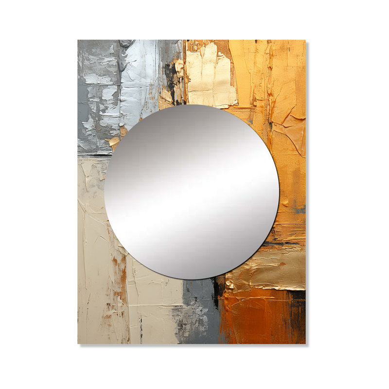 Angleside gris doré brillant géométrie XV - abstrait collages miroir, miroir mural décoratif moderne, art imprimé en métal