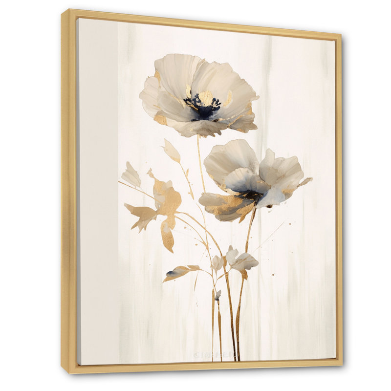 «Cream Vibrant Poppies I», reproduction sur toile, H 20 po x l 12 po x P 1 po, Cadre naturel flottant