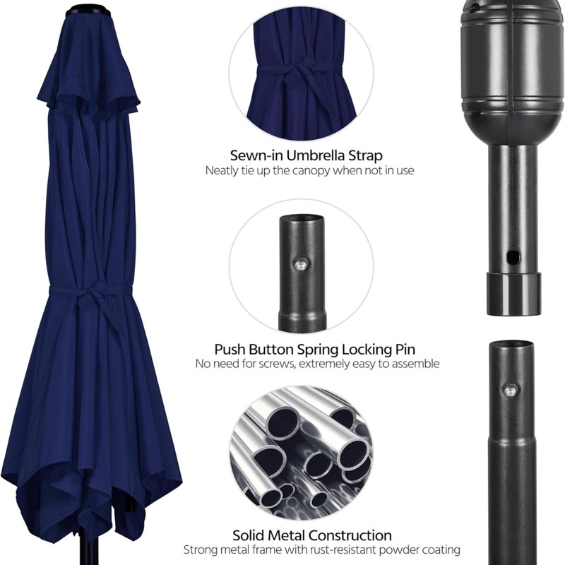 Calhaen 230cm Tilt Market Parasol, Navy