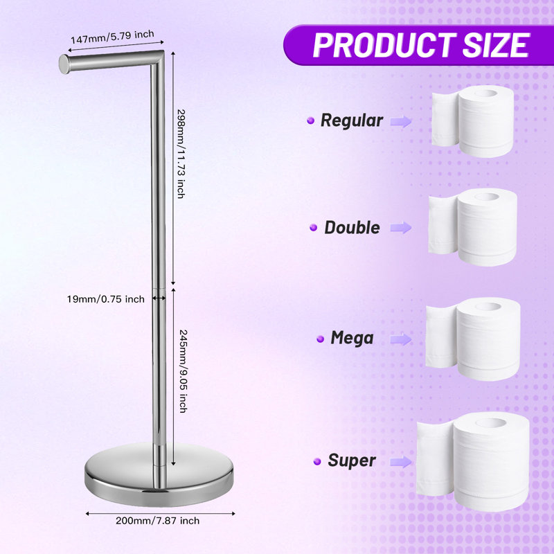 Free Standing Toilet Paper Holder, Polished Chrome