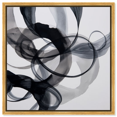 Tableau sur toile encadré « Infinite Bend III », décoration murale minimaliste par Art Remedy, cadre doré, 20 x 20 pouces
