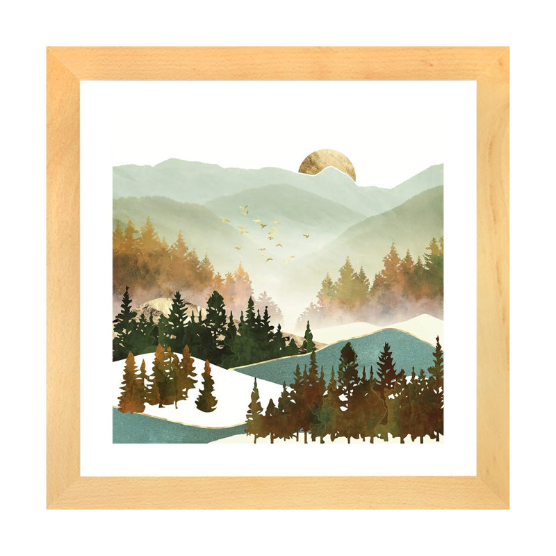 Fall Morning - reproduction d'impression, 16" H x 16" W x 1" D, Beige Wood Framed Paper, Blanc