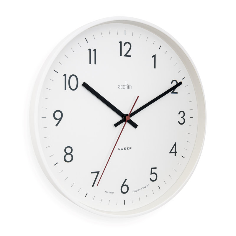 Acctim Non-Ticking Sweep Sleek Wall Clock, White