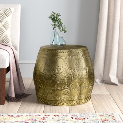Debossed Metal Drum Side Table