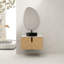 Meuble-lavabo contemporain de 76 cm avec lavabo en céramique artistique, comptoir en pierre artificielle blanche et portes à fermeture amortie.