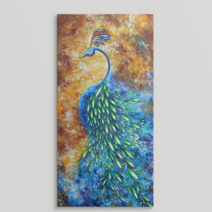 «In Bloom Peacock» par Megan Duncanson, reproduction d'art, H 30 po x l 15 po x P 1,5 po, Toile