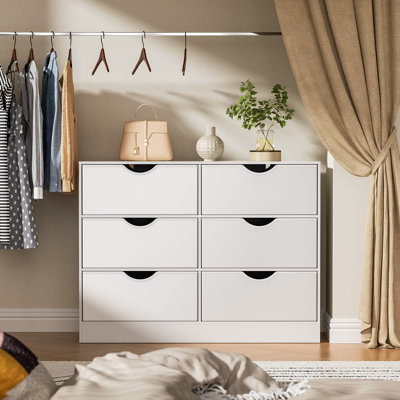 6 Drawers Dresser For Bedroom With 6 Fabric Pu Drawer, Dresser With Large Organizer, Closet Chest Of 6 Drawers For Closet, Living Room, Hallway