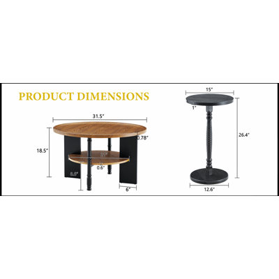 Ensemble de 2 tables basses et tables d'appoint rondes avec rangement, en PVC thermoformé, idéal pour une décoration moderne et industrielle.