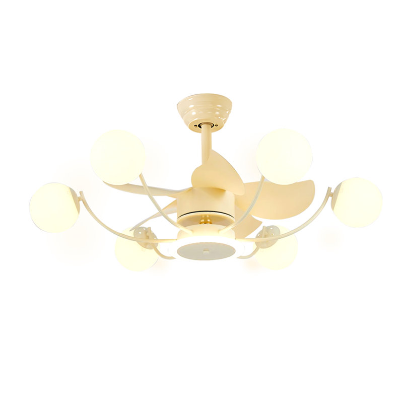 Ventilateur de plafond 35,4 po avec 6 lumières Katheleen, Beige