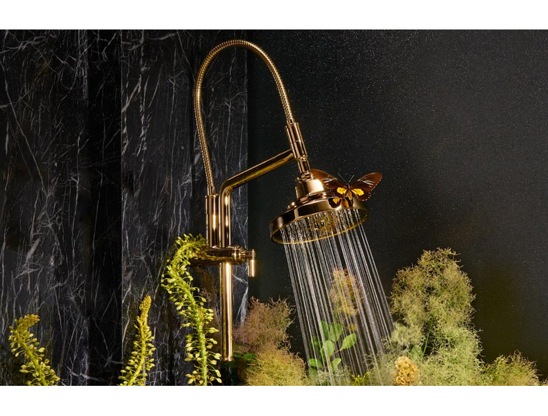 Essential™ Series 10-7/16" Classic Slide Bar Shower Arm and Flange, Polished Gold