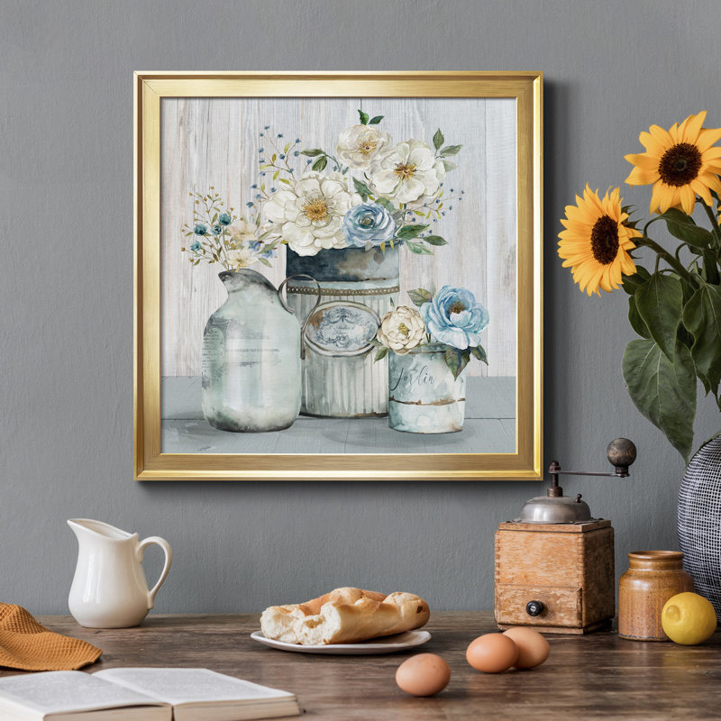 «French Garden Flowers II», reproduction d'art sur toile encadrée, H 17,5 po x l 17,5 po x P 1,5 po, Toile dorée encadrée