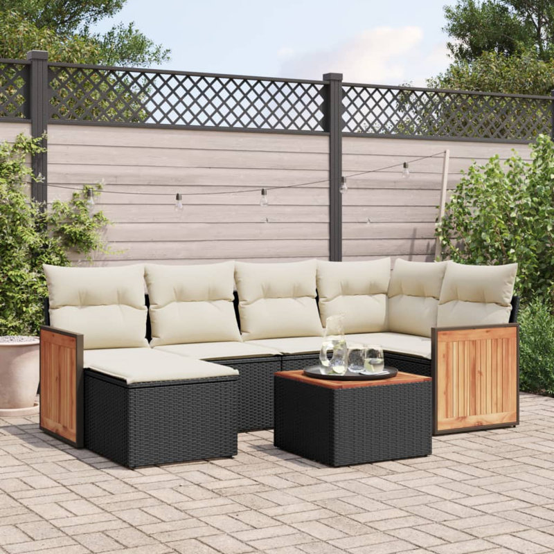 Ensemble de canapé de jardin Vidaxl noir, blanc crème