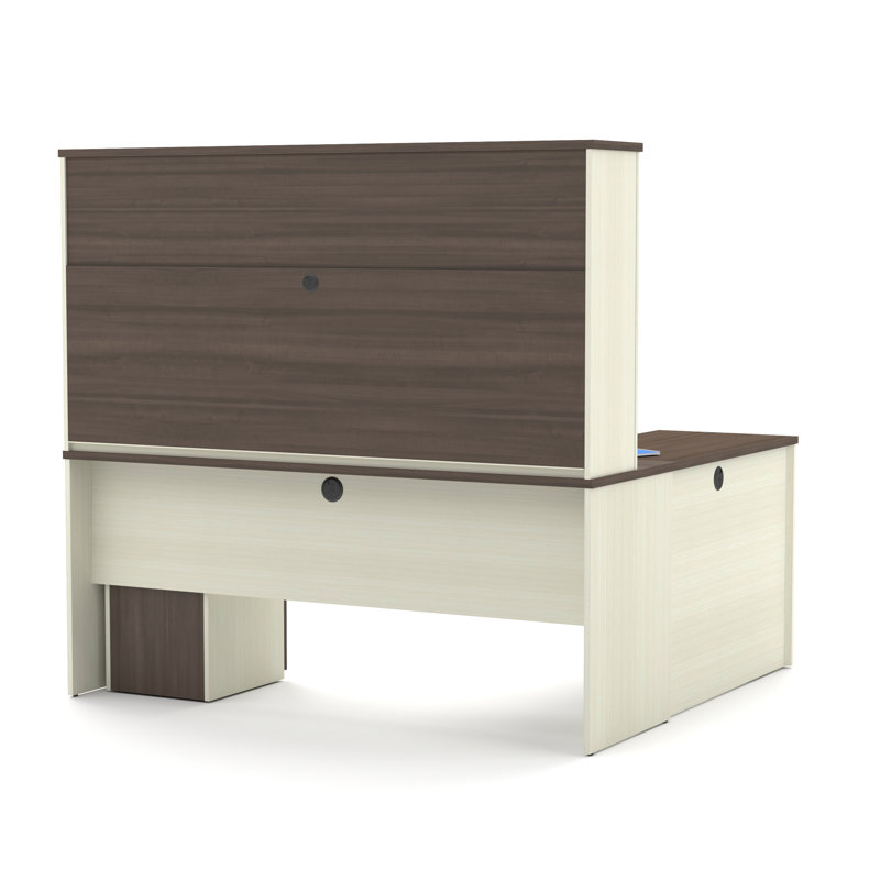 Operle Modular L-Shaped Executive Desk, White Chocolate & Antigua