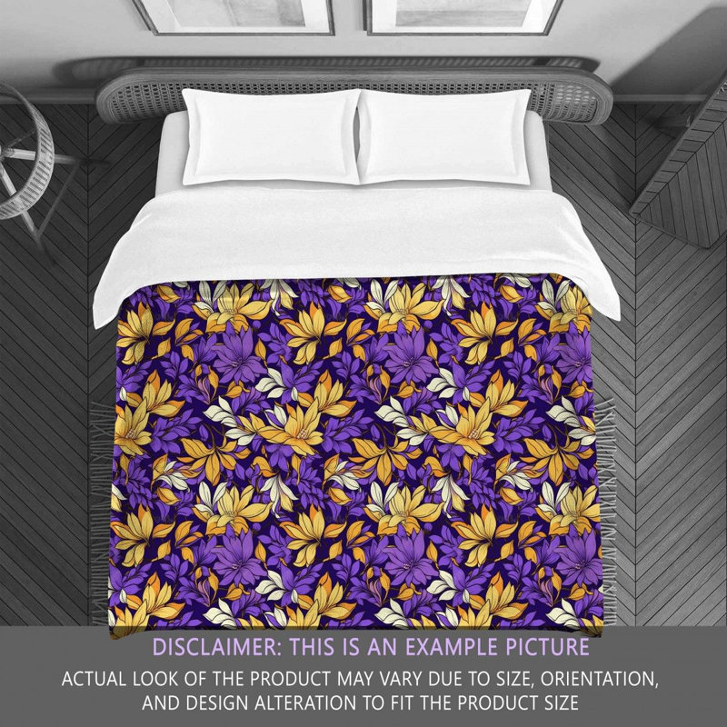 Machine Printed Comforter, King Comforter, Purple/Yellow Floral
