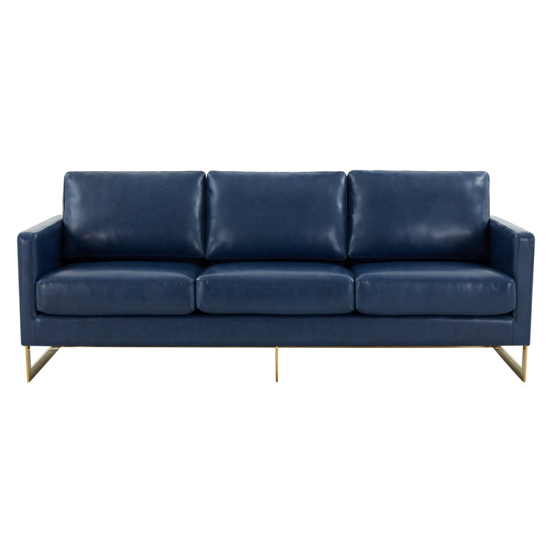 Bellago 83.5'' Faux Leather Sofa, Navy Blue
