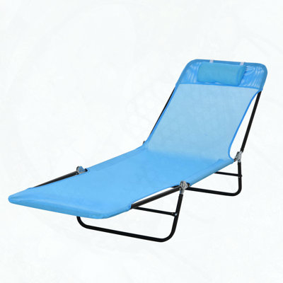Chaise longue pliante avec dossier inclinable à 5 positions et siège en filet respirant