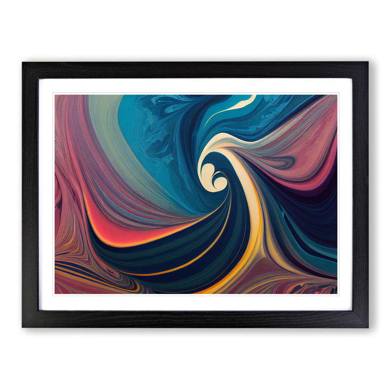 Abstract Marbling Art Vol.2 - Framed Print, Black, 46cm H x 64cm W x 2cm D