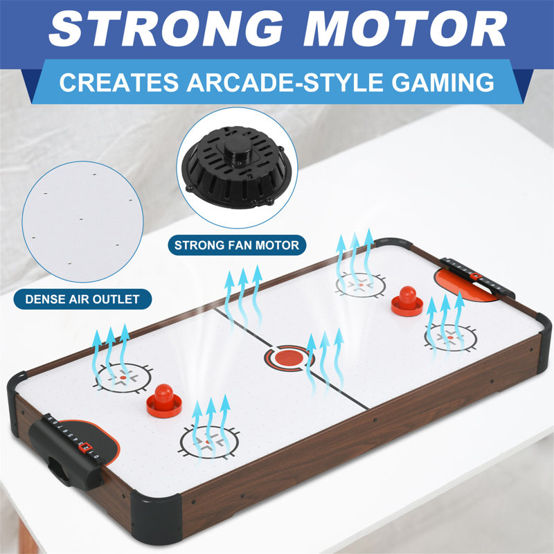 RayChee 40'' 2 -Player Manufactured Wood Table Top Hockey with Manual Scoreboard, Brown