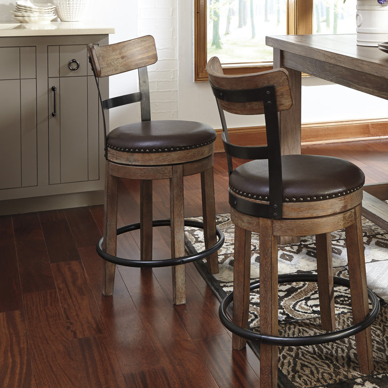 Guadlupe Swivel Upholstered Counter Stool, 36" H x 60.13" L x 30" W, Counter Stool (24.25" Seat Height)