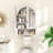 Wall Mounted Arched Cabinet with Mirrored Doors and Adjustable Shelves-215091732