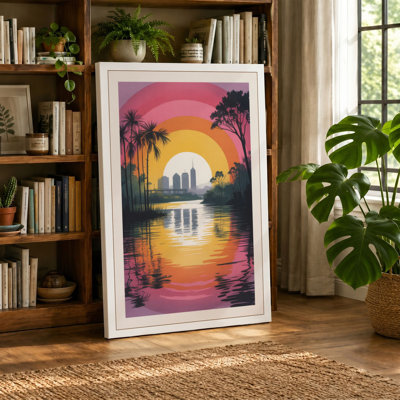 Sunset Reflection Tropical - Wrapped Canvas