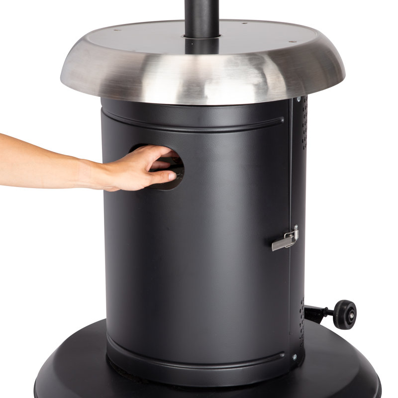 Extra Large Black and Silver Propane Patio Heater with Drink Table