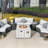 Apphi 6 - Person Outdoor Steel Wicker Fire Pit Conversation Set - Gray