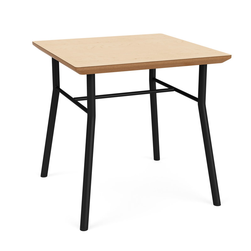 Chat Waiting Reception Square End Table, Natural Maple, Black